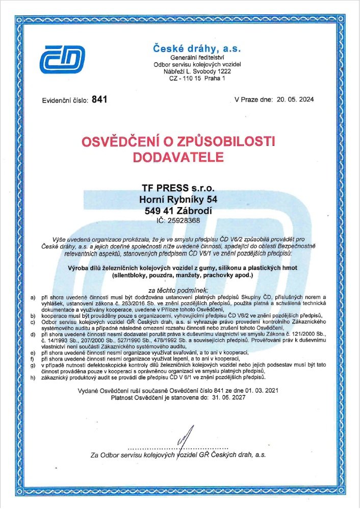 Osvědčení České Dráhy