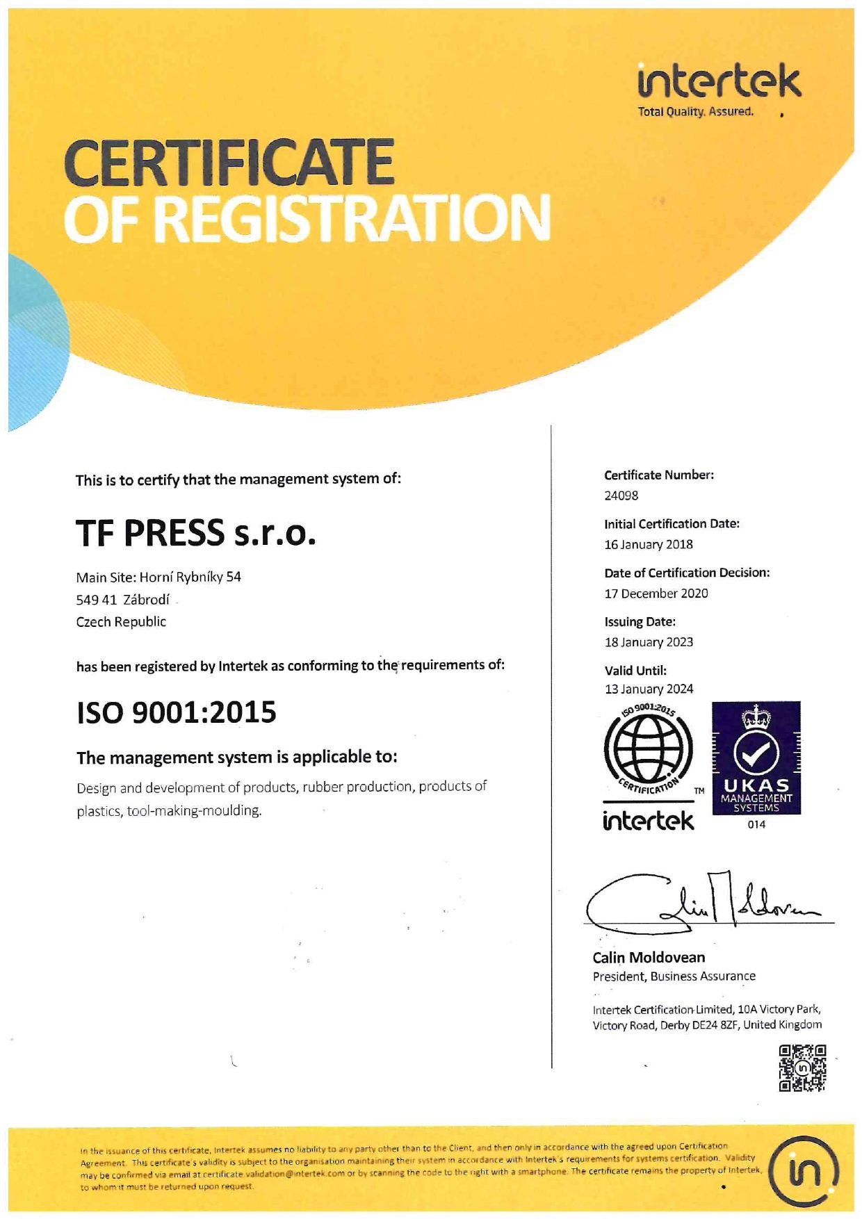 Certifikat ISO 9001:2015-(2023)-EN